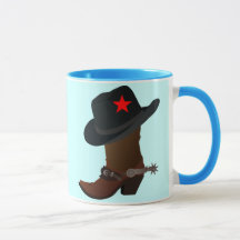 COWBOY BOOT AND HAT WITH RED STAR