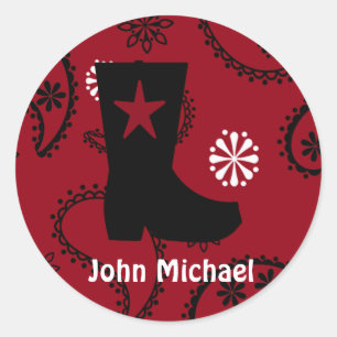 Cowboy  Boot Birthday  Stickers