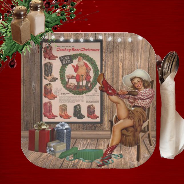 Cowboy Boot Christmas Paper Plate (Creator Uploaded)
