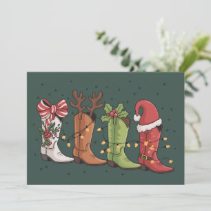 Cowboy Boot Christmas Western Cowgirl Country Xmas Holiday Card