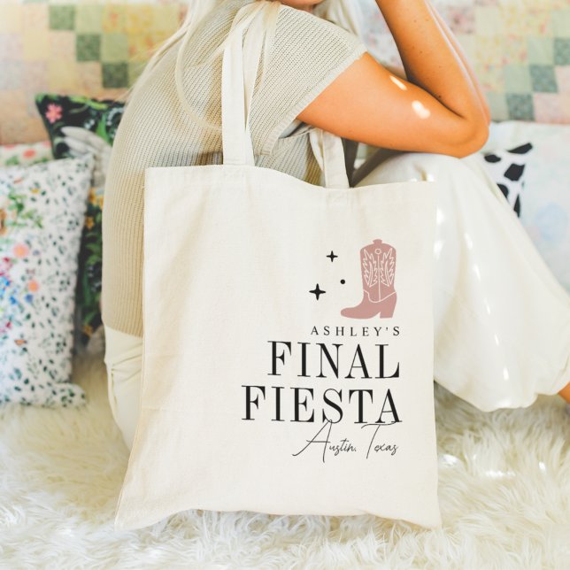 Cowboy Boot Final Fiesta Bachelorette Party Tote Bag (Creator Uploaded)