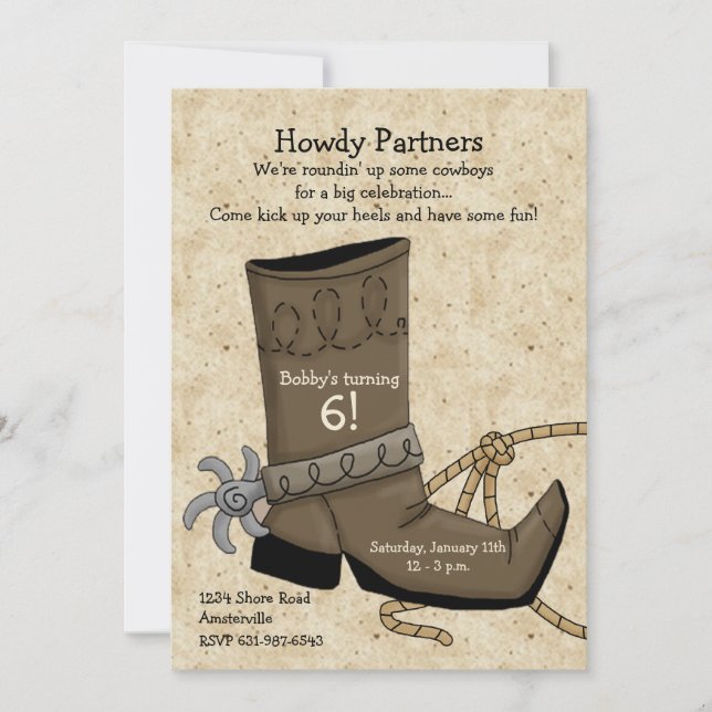 Cowboy Boot Invitation (Front)