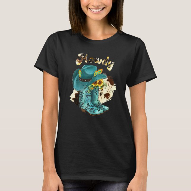 Cowboy Boot Leopard Sunflower Let's Go Girls Weste T-Shirt (Front)