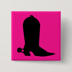 Cowboy Boot Silhouette 15 Cm Square Badge