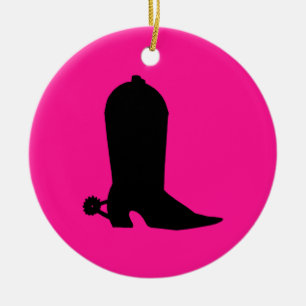 Cowboy Boot Silhouette Ceramic Tree Decoration