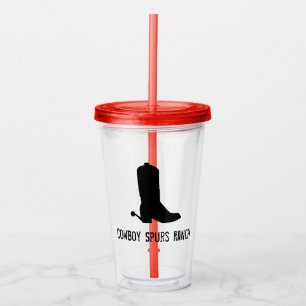 Cowboy Boot Silhouette Ranch Name Kids Fun Acrylic Tumbler