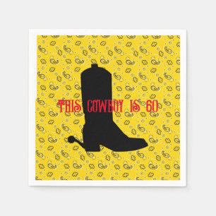 Cowboy Boot Spurs Silhouette Bandanna 60th Birthda Napkin