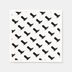 Cowboy Boot Spurs Silhouette Pattern black white  Napkin