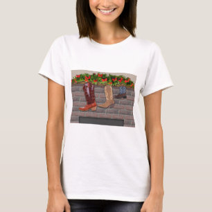 Cowboy Boot Stockings by the Fireplace T-Shirt