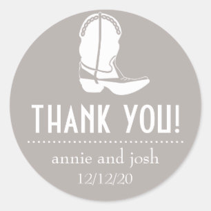 Cowboy Boot Thank You Labels (Sand / White)