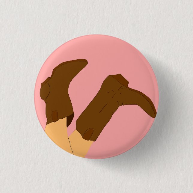 Cowboy Boots 3 Cm Round Badge (Front)