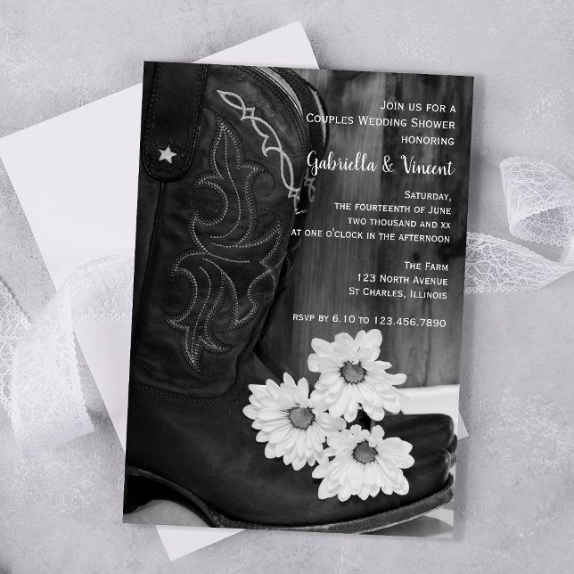 Cowboy Boots and Daisies Couples Wedding Shower Invitation (Creator Uploaded)