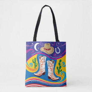 Cowboy Boots and Desert Stars Tote Bag