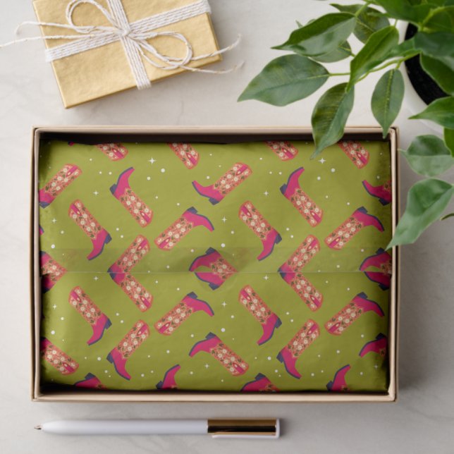 Cowboy boots and Flowers Tissue Paper (Gift)