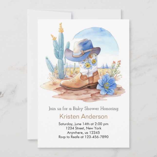  Cowboy Boots and Hat Baby Shower Invitation (Front)