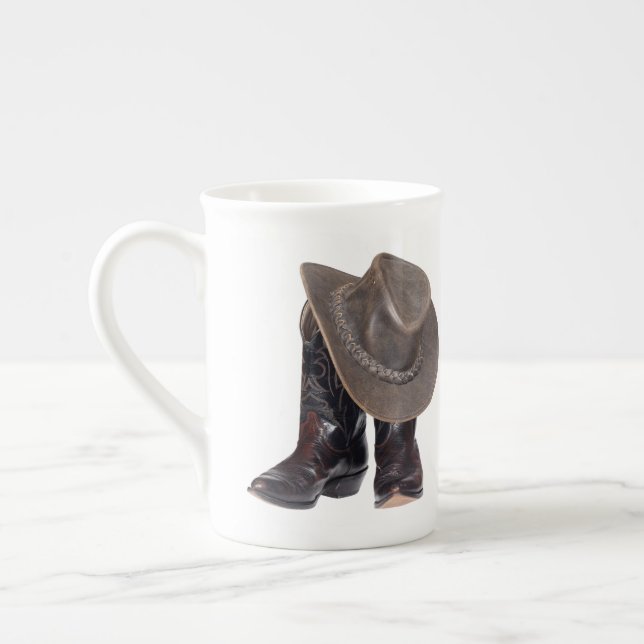 Cowboy Boots and Hat Bone China Mug (Left)