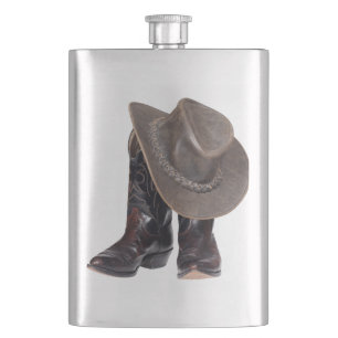 Cowboy Boots and Hat Hip Flask