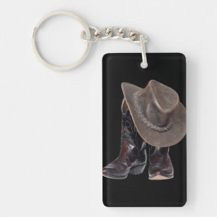 Cowboy Boots and Hat Key Ring