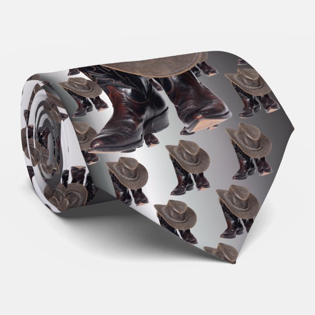 Cowboy Boots and Hat Tie (Rolled)