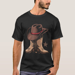 Cowboy Boots And Hat Western Rodeo Star Vintage Gr T-Shirt