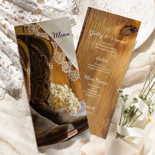 Cowboy Boots and Lace Country Western Wedding Menu (Creator Uploaded)