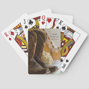 Cowboy Boots and Lace Country Western Wedding Playing Cards