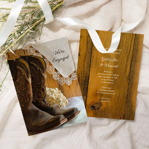 Cowboy Boots and Lace Western Engagement Party Invitation