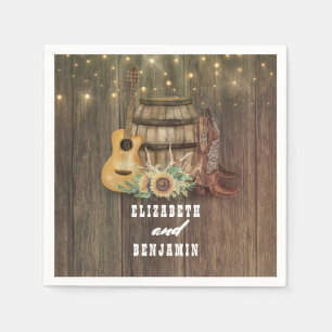 Cowboy Boots and Sunflowers Wine Barrel Napkin