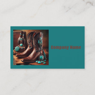 Cowboy Boots and Turquoise Jewellery (Teal) Business Card