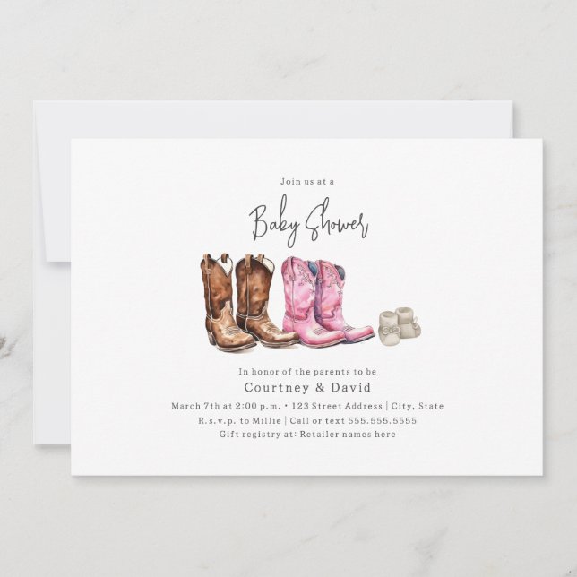 Cowboy Boots Baby Shower Invitation (Front)