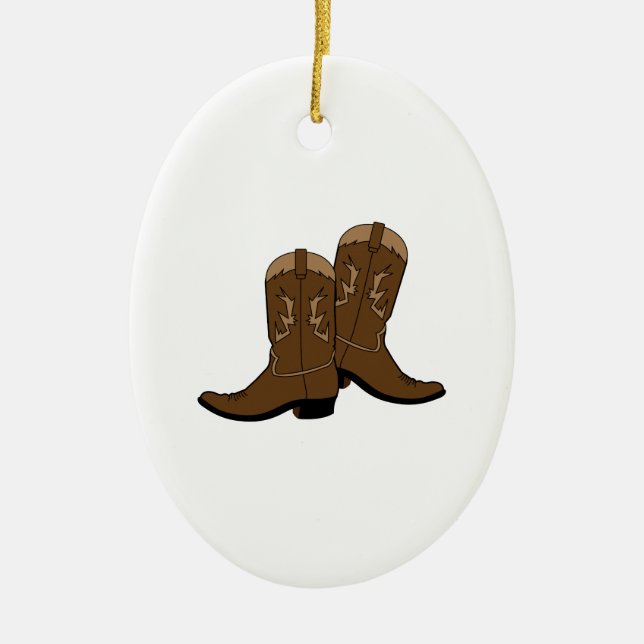 Cowboy Boots Ceramic Ornament (Front)