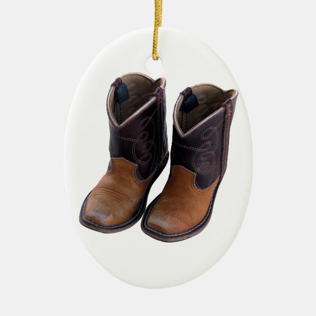 Cowboy Boots Ceramic Tree Decoration (Front)