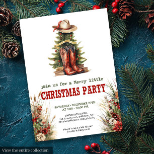 Cowboy boots Christmas party invite rustic style