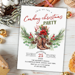 Cowboy Boots Christmas Rustic Party Invitation