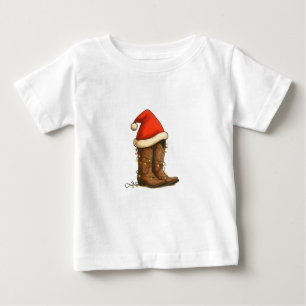 Cowboy Boots Christmas Western Santa Hat  Baby T-Shirt