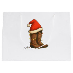 Cowboy Boots Christmas Western Santa Hat  Large Gift Bag