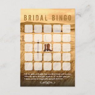Cowboy Boots Country Bridal Shower Bingo Cards
