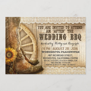 Cowboy Boots Country Western After Wedding BBQ Invitation