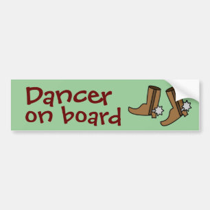 Cowboy Boots Country Western Line Dancer on Board Bumper Sticker