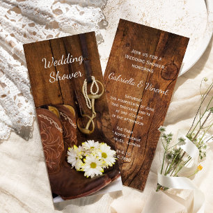 Cowboy Boots Daisies Horse Bit Wedding Shower Invitation
