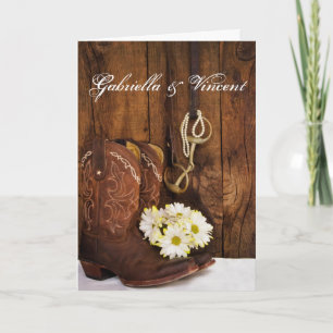 Cowboy Boots, Daisies Horse Bit Western Wedding Invitation