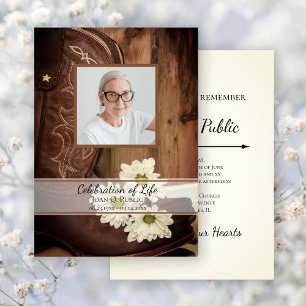 Cowboy Boots Daisies Western Celebration of Life Invitation