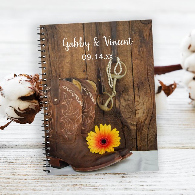 Cowboy Boots, Daisy Horse Bit Country Wedding Notebook (Creator Uploaded)