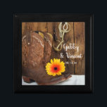 Cowboy Boots, Daisy Horse Bit Western Wedding Gift Box<br><div class="desc">A personalised Cowboy Boots, Daisy and Horse Bit Country Wedding Gift Box makes a unique keepsake gift for the newlyweds or a thank you gift for your wedding attendants, bridesmaids and bridal party. This rustic custom equestrian theme wedding gift box features a quaint digitally enhanced floral photograph of brown leather...</div>