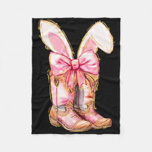 Cowboy Boots Easter Bunny Howdy Coquette  Fleece Blanket
