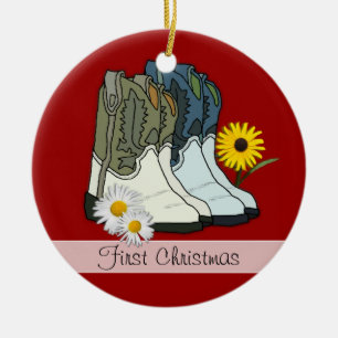 Cowboy Boots, First Christmas Custom Ornament