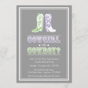 Cowboy Boots Gender Reveal Party Invitations