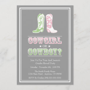 Cowboy Boots Gender Reveal Party Invitations