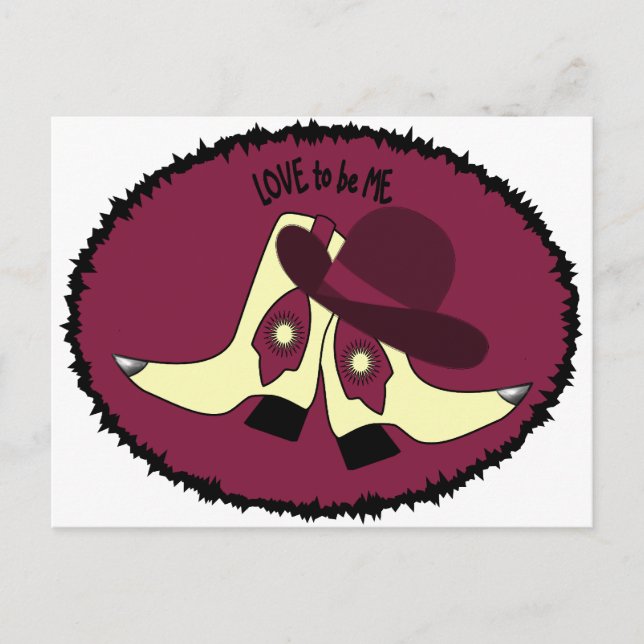 COWBOY BOOTS - GIRL - LOVE TO BE ME.png Postcard (Front)