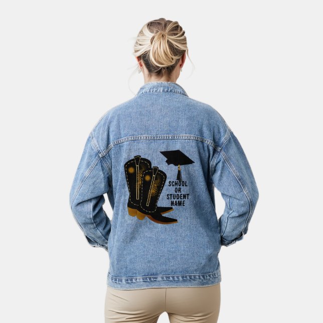 Cowboy Boots Graduation Denim Jacket (Model)